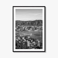 Wellington Skyline Black and White Fine Art Photo Print, Mount Victoria, New Zealand Poster