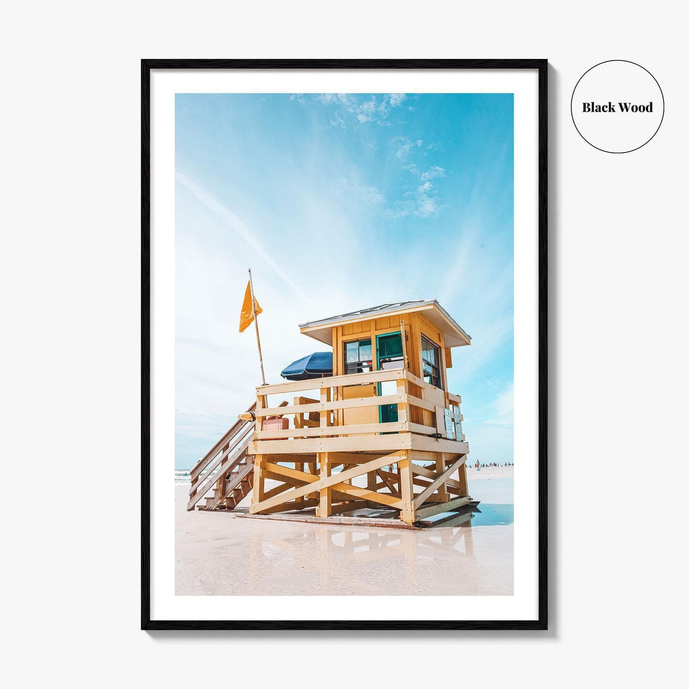 Siesta Key Yellow Fine Art Photo Print, Beach Lifeguard House, Sarasota Florida USA Poster