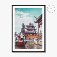 Shanghai Fine Art Photo Print, Zhujiajiao Water Town, China, Boats, Historic Buildings, Wall Poster