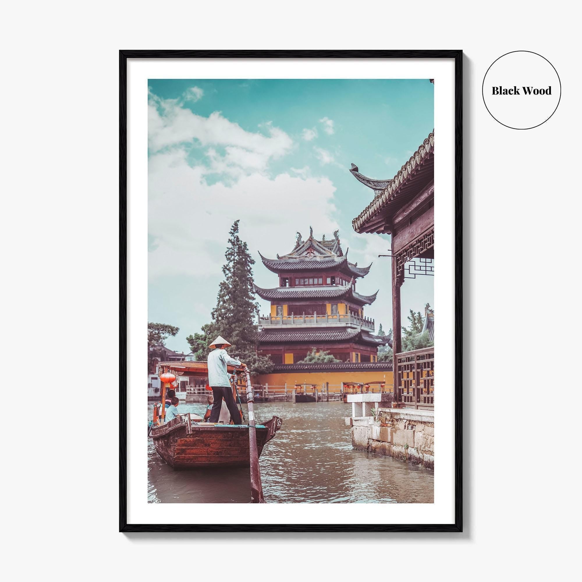 Shanghai Fine Art Photo Print, Zhujiajiao Water Town, China, Boats, Historic Buildings, Wall Poster