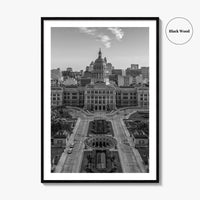 Austin Black and White Fine Art Photo Print, Texas State Capitol, TX, Poster
