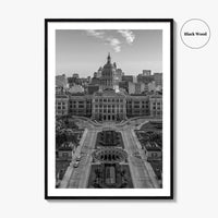 Austin Black and White Fine Art Photo Print, Texas State Capitol, TX, Poster