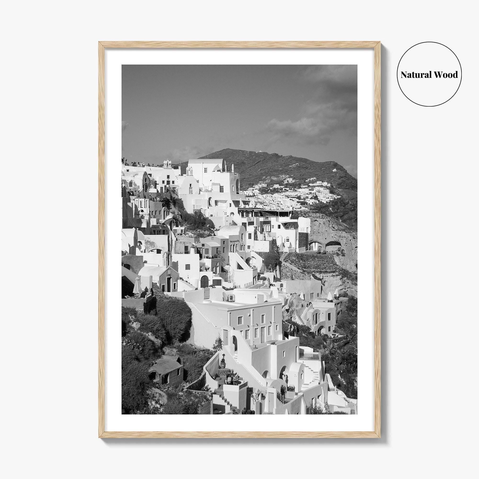Santorini Fine Art Photo Print, Greece Wall Decor Poster, Greek Islands, Hillside Churches
