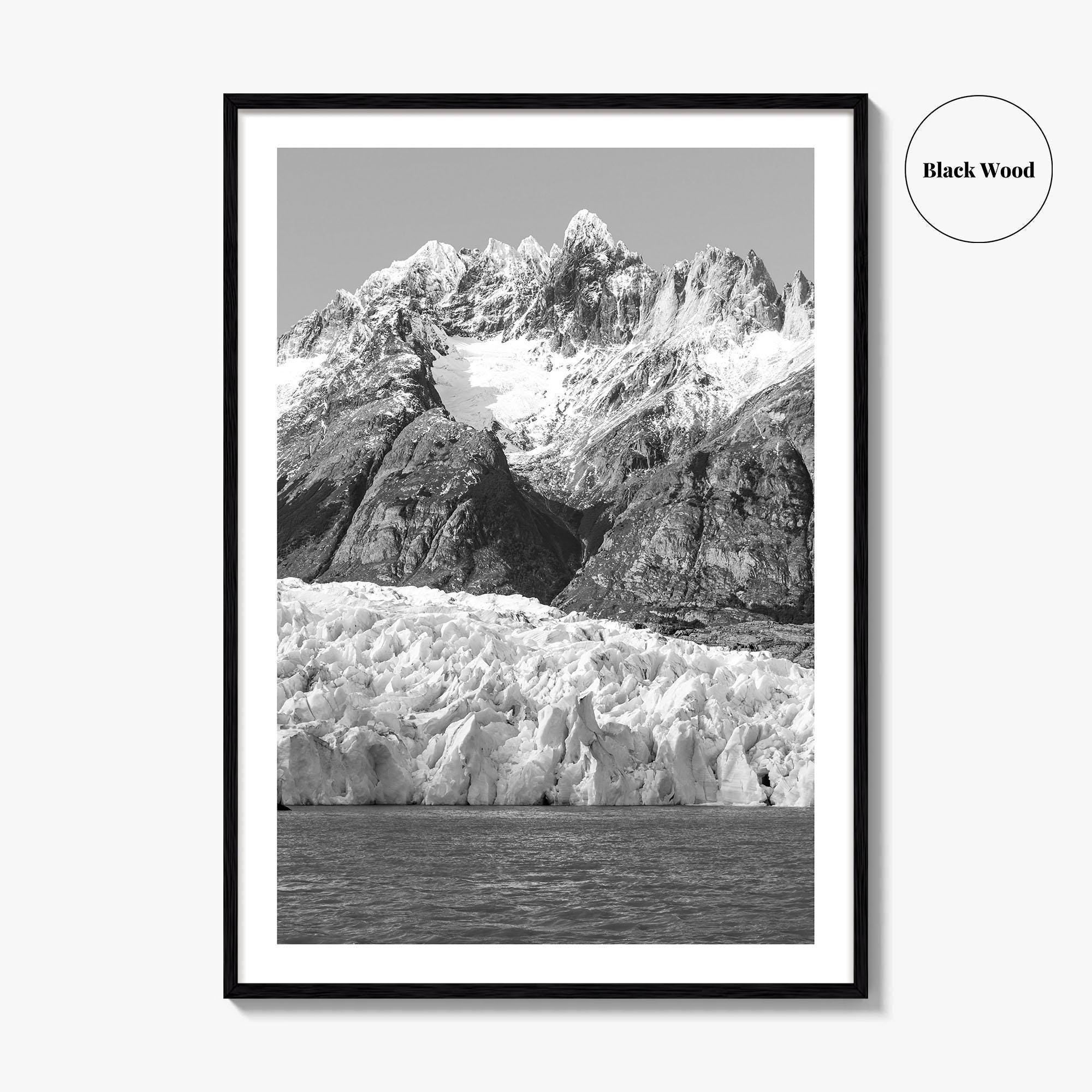 Torres del Paine Black and White Fine Art Photo Print, Grey Glacier, Patagonia Chile