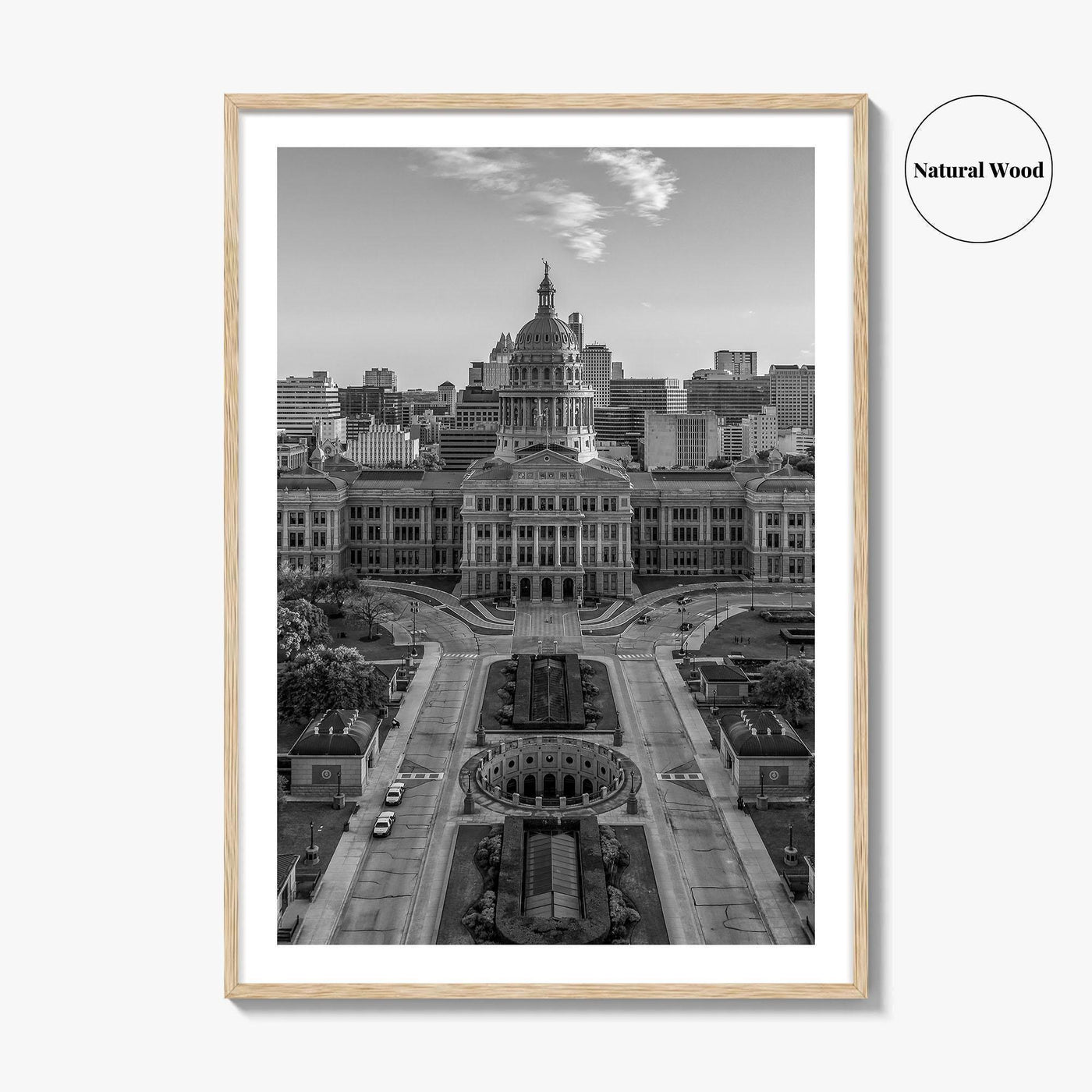 Austin Black and White Fine Art Photo Print, Texas State Capitol, TX, Poster