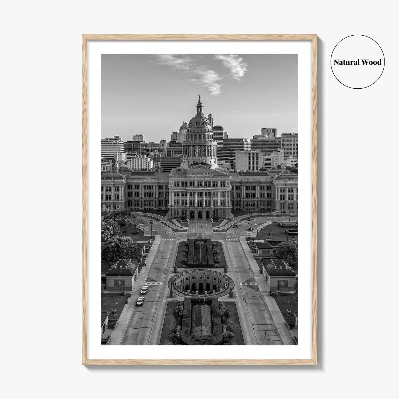 Austin Black and White Fine Art Photo Print, Texas State Capitol, TX, Poster