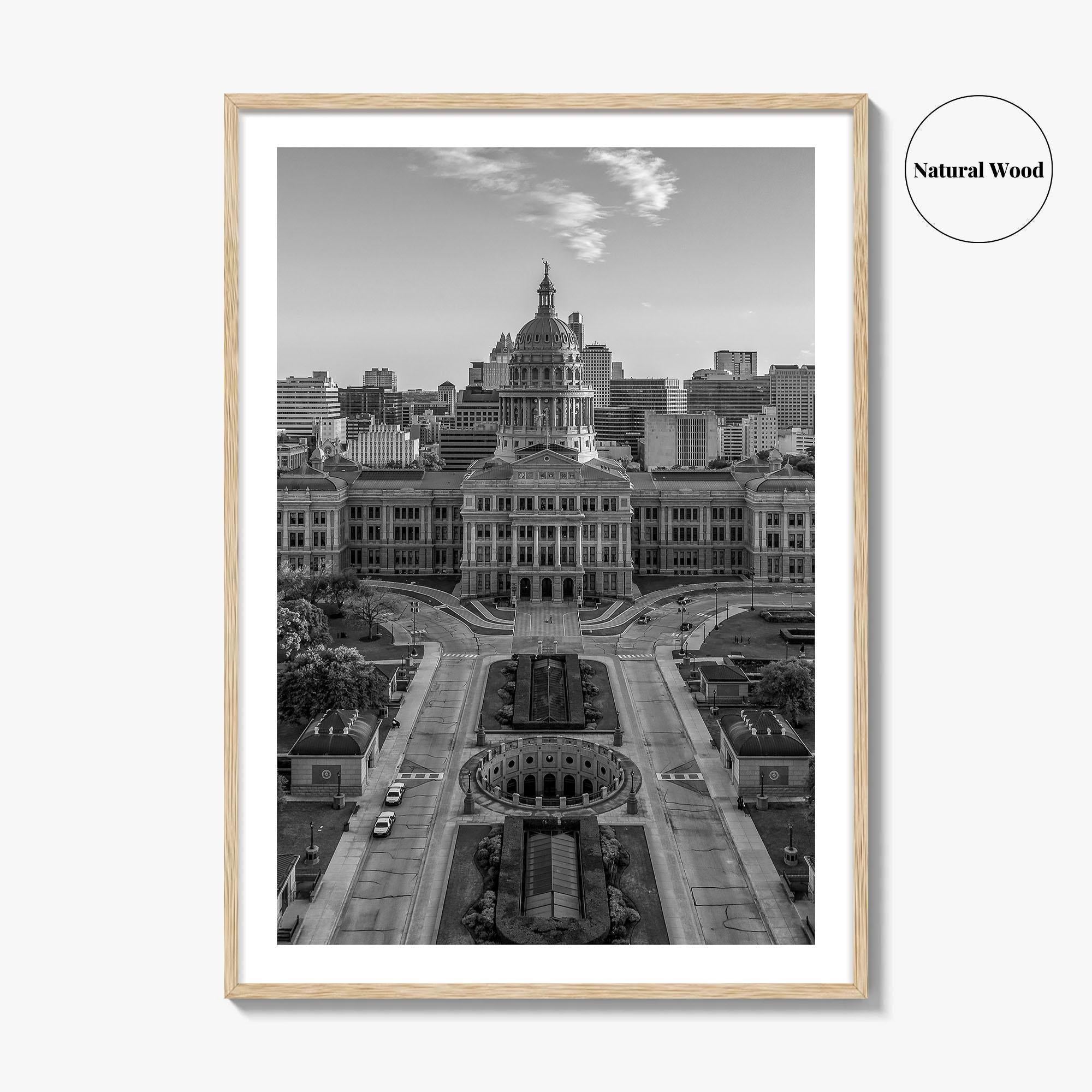 Austin Black and White Fine Art Photo Print, Texas State Capitol, TX, Poster