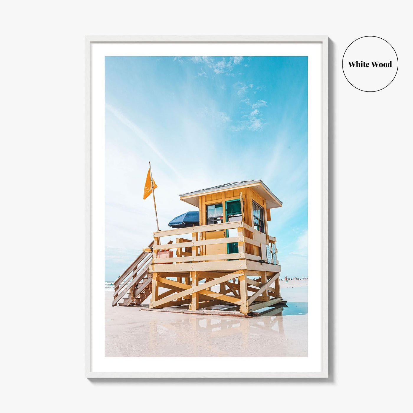 Siesta Key Yellow Fine Art Photo Print, Beach Lifeguard House, Sarasota Florida USA Poster
