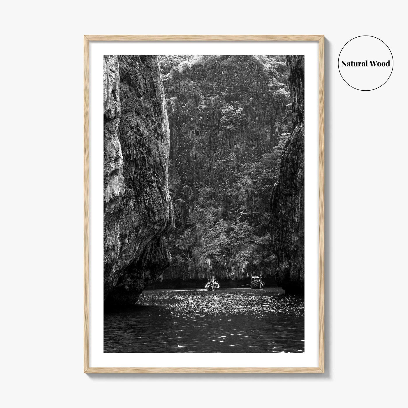 Phi Phi Islands Black and White Fine Art Photo Print, Krabi Longtail Boat Poster
