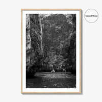 Phi Phi Islands Black and White Fine Art Photo Print, Krabi Longtail Boat Poster