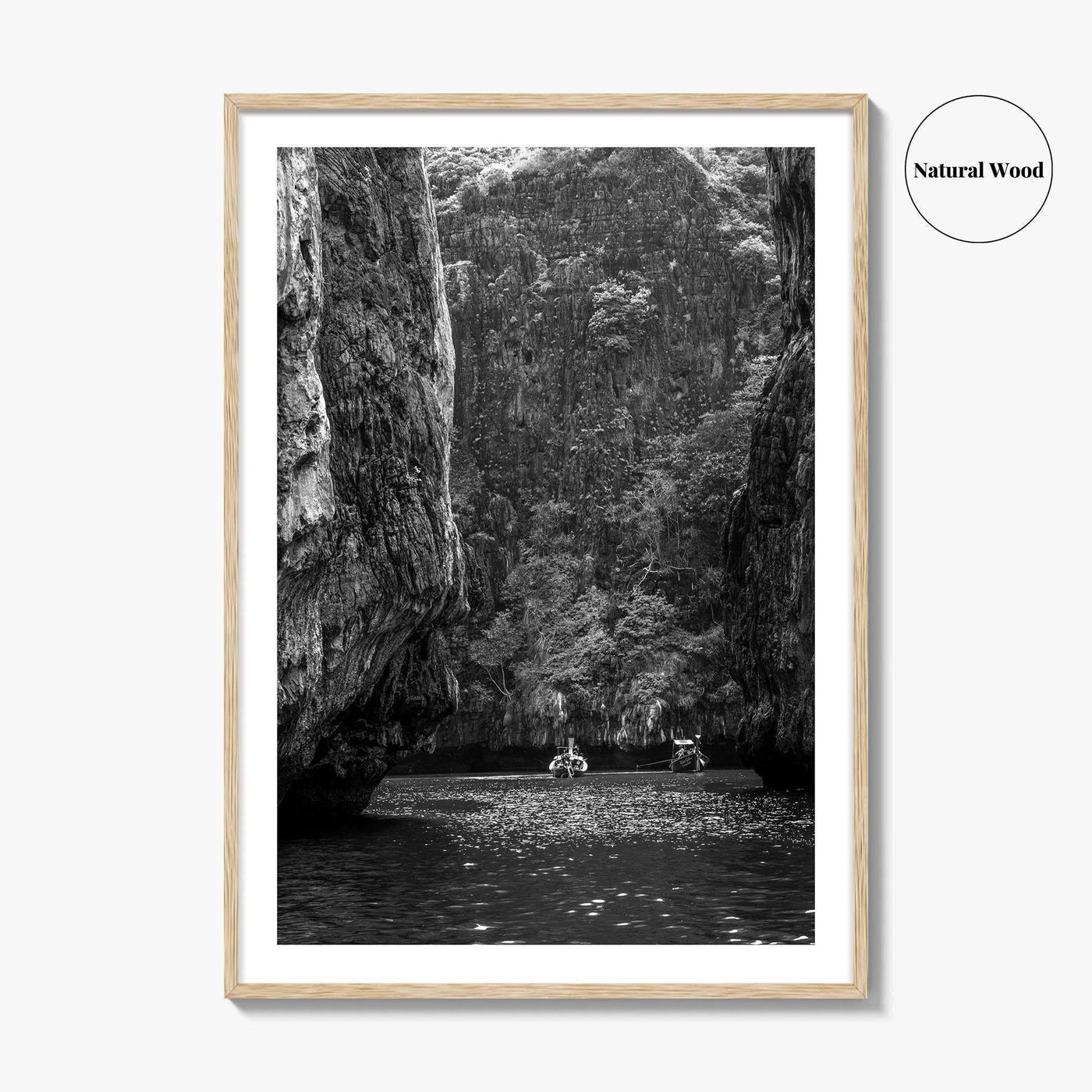 Phi Phi Islands Black and White Fine Art Photo Print, Krabi Longtail Boat Poster
