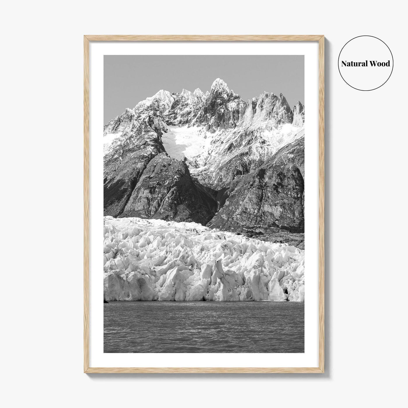 Torres del Paine Black and White Fine Art Photo Print, Grey Glacier, Patagonia Chile
