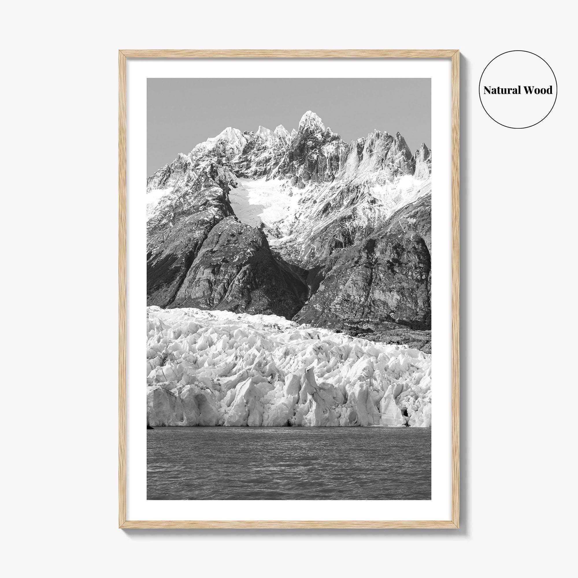 Torres del Paine Black and White Fine Art Photo Print, Grey Glacier, Patagonia Chile