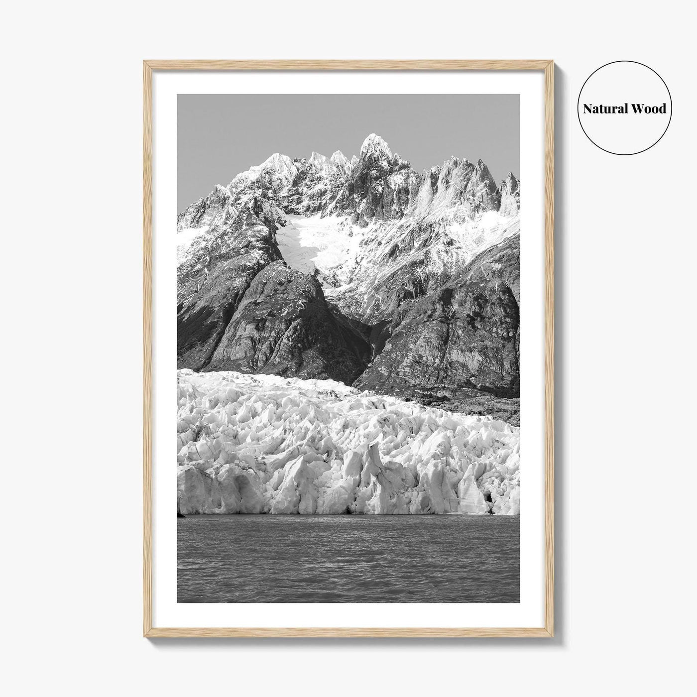 Torres del Paine Black and White Fine Art Photo Print, Grey Glacier, Patagonia Chile