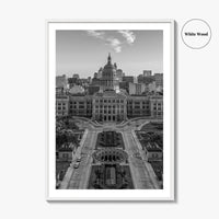 Austin Black and White Fine Art Photo Print, Texas State Capitol, TX, Poster