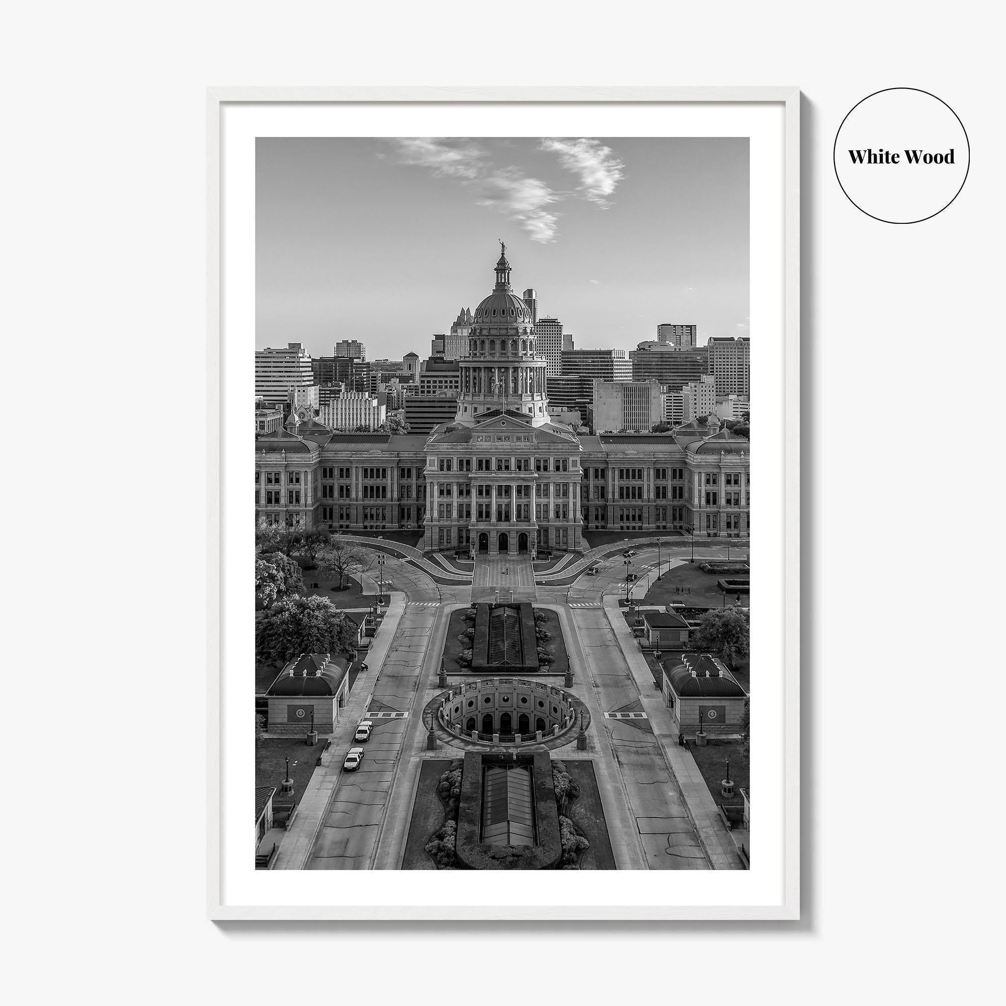 Austin Black and White Fine Art Photo Print, Texas State Capitol, TX, Poster