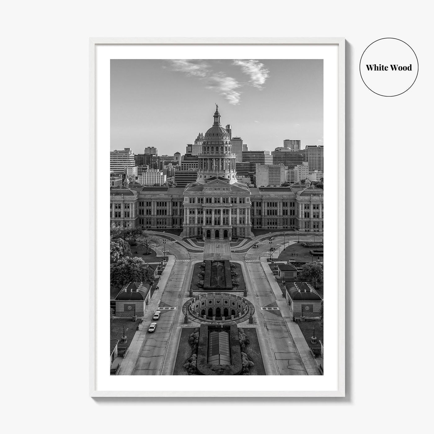 Austin Black and White Fine Art Photo Print, Texas State Capitol, TX, Poster