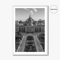 Austin Black and White Fine Art Photo Print, Texas State Capitol, TX, Poster