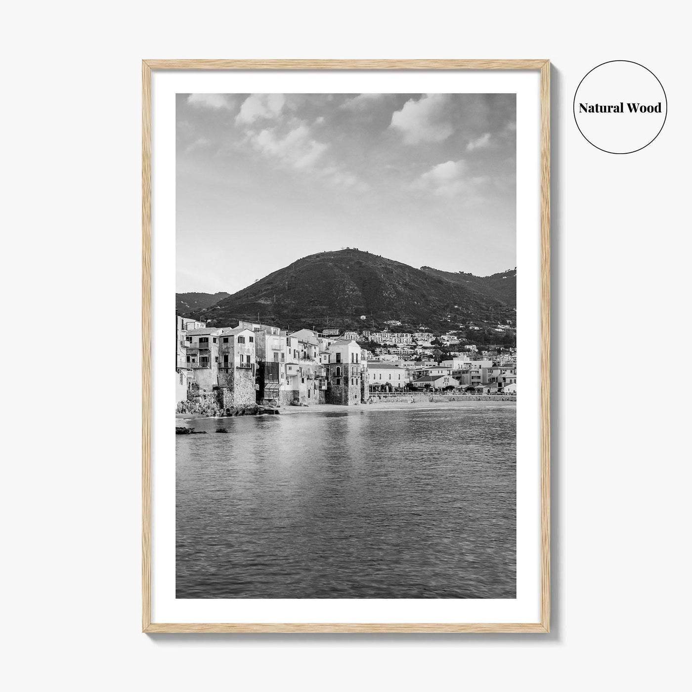 Cefalu Black and White Fine Art Photo Print, Sicily Italy Wall Decor Poster