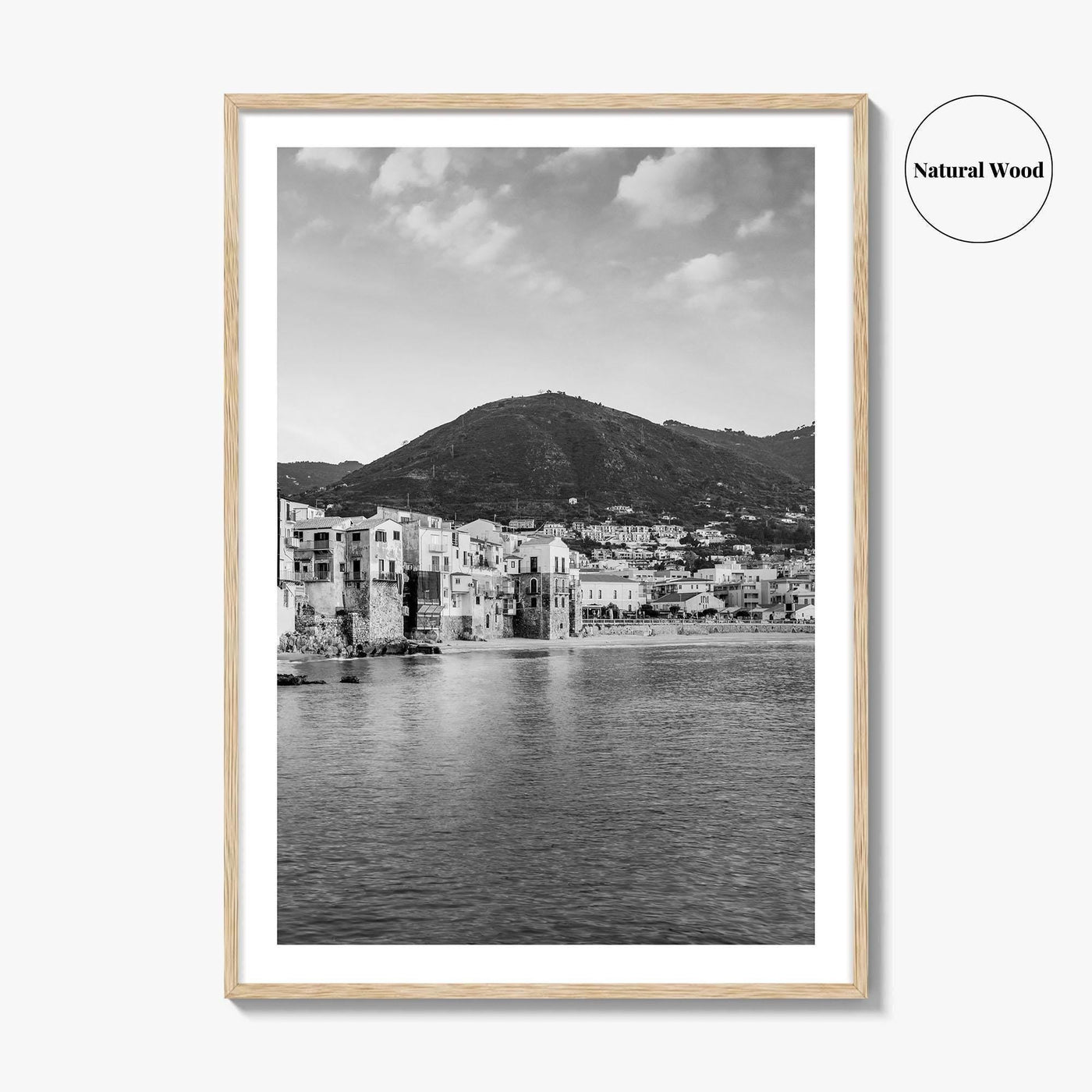 Cefalu Black and White Fine Art Photo Print, Sicily Italy Wall Decor Poster