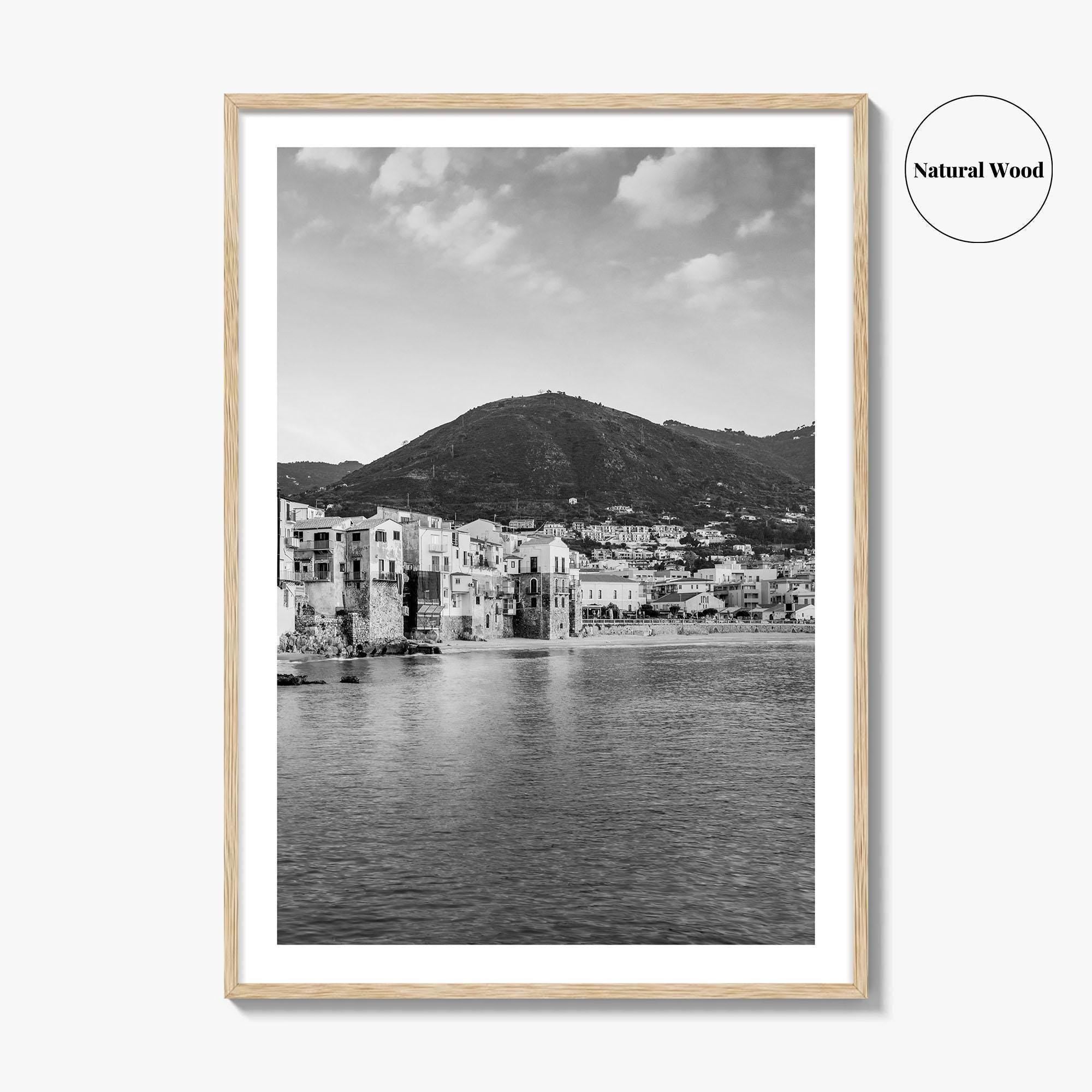Cefalu Black and White Fine Art Photo Print, Sicily Italy Wall Decor Poster
