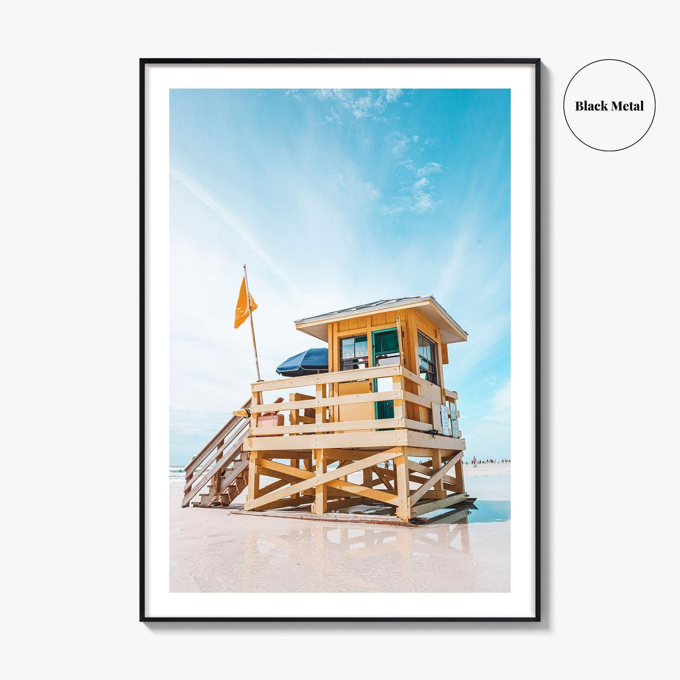 Siesta Key Yellow Fine Art Photo Print, Beach Lifeguard House, Sarasota Florida USA Poster