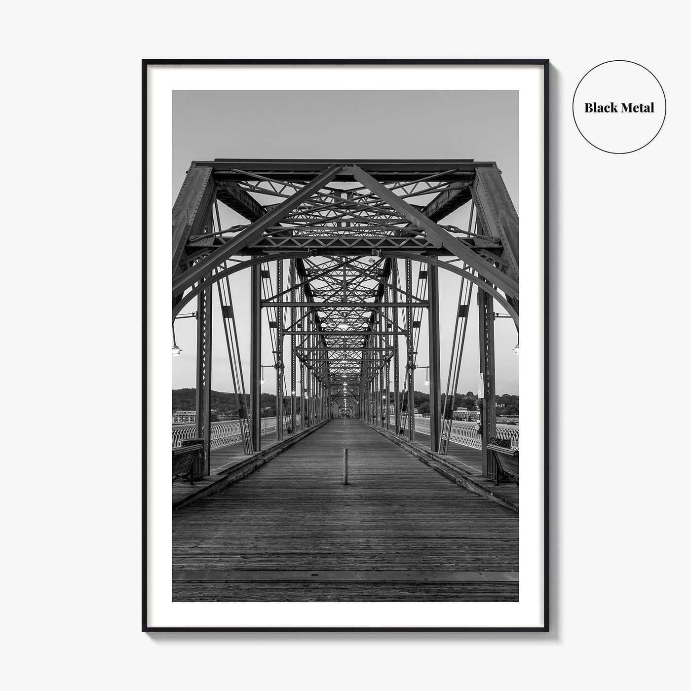 Chattanooga Black and White Fine Art Photo Print, Walnut Street Bridge, Tennessee USA Poster
