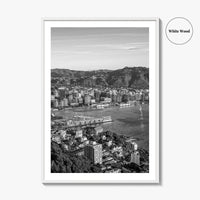 Wellington Skyline Black and White Fine Art Photo Print, Mount Victoria, New Zealand Poster