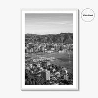 Wellington Skyline Black and White Fine Art Photo Print, Mount Victoria, New Zealand Poster