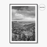 Great Smoky Mountains Black and White Fine Art Photo Print, Tennessee Poster