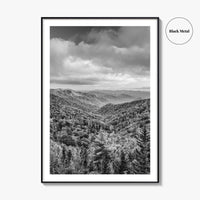 Great Smoky Mountains Black and White Fine Art Photo Print, Tennessee Poster