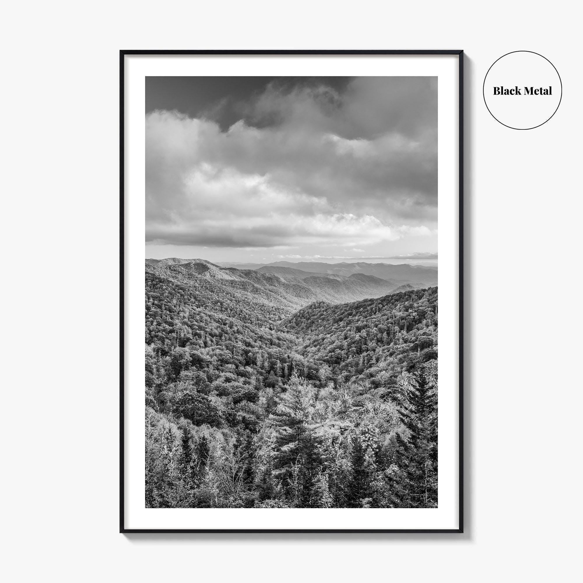 Great Smoky Mountains Black and White Fine Art Photo Print, Tennessee Poster