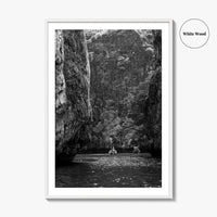 Phi Phi Islands Black and White Fine Art Photo Print, Krabi Longtail Boat Poster