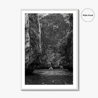 Phi Phi Islands Black and White Fine Art Photo Print, Krabi Longtail Boat Poster