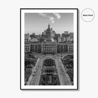 Austin Black and White Fine Art Photo Print, Texas State Capitol, TX, Poster