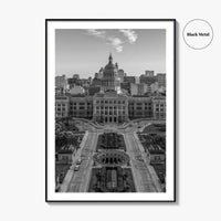 Austin Black and White Fine Art Photo Print, Texas State Capitol, TX, Poster