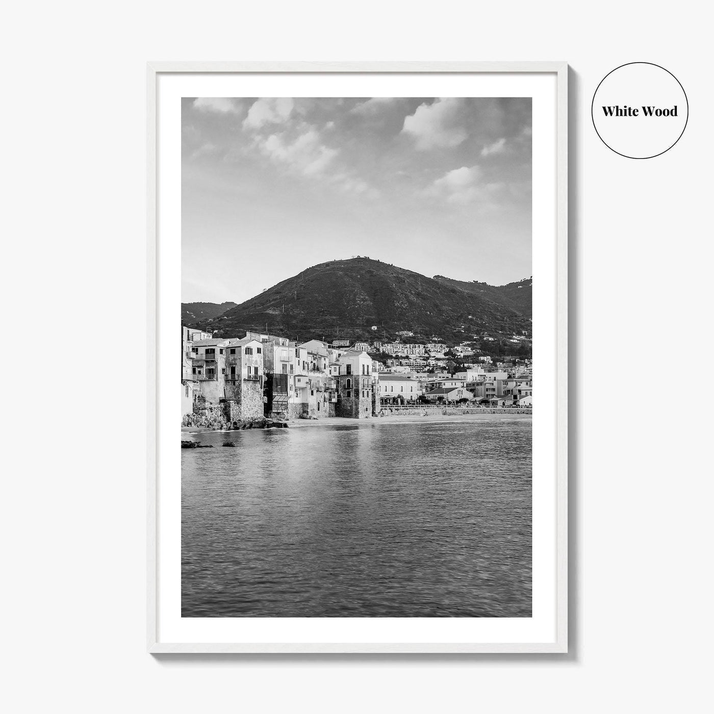 Cefalu Black and White Fine Art Photo Print, Sicily Italy Wall Decor Poster