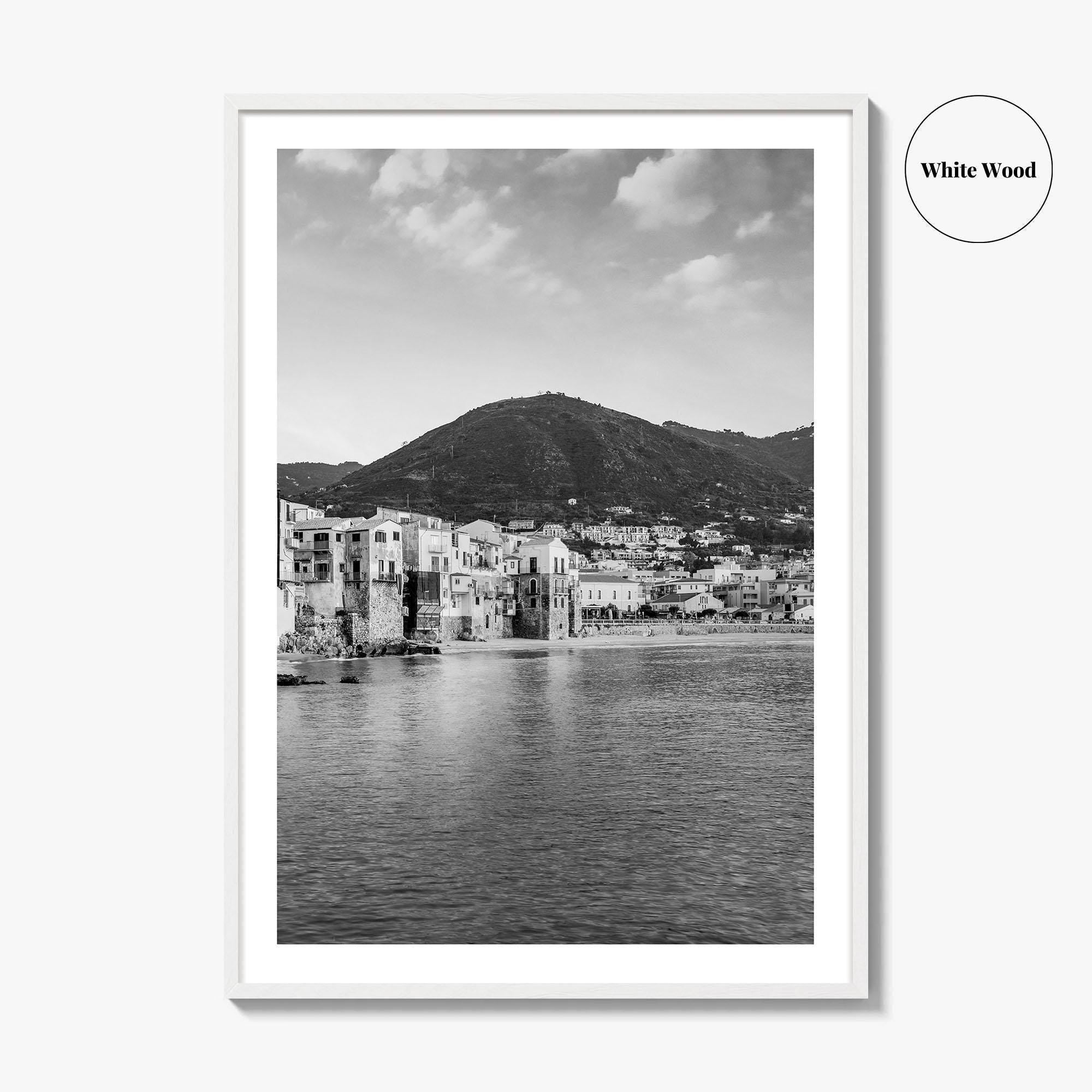 Cefalu Black and White Fine Art Photo Print, Sicily Italy Wall Decor Poster