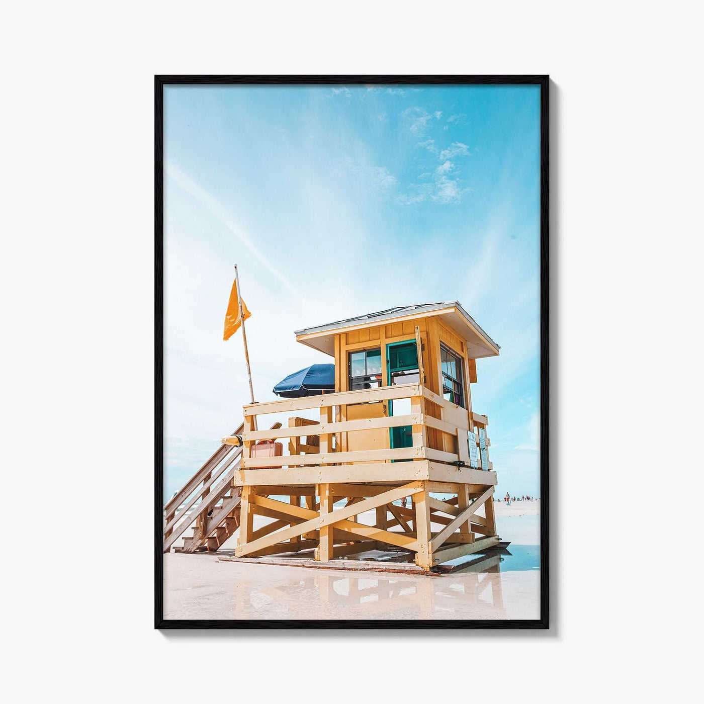 Siesta Key Yellow Fine Art Photo Print, Beach Lifeguard House, Sarasota Florida USA Poster