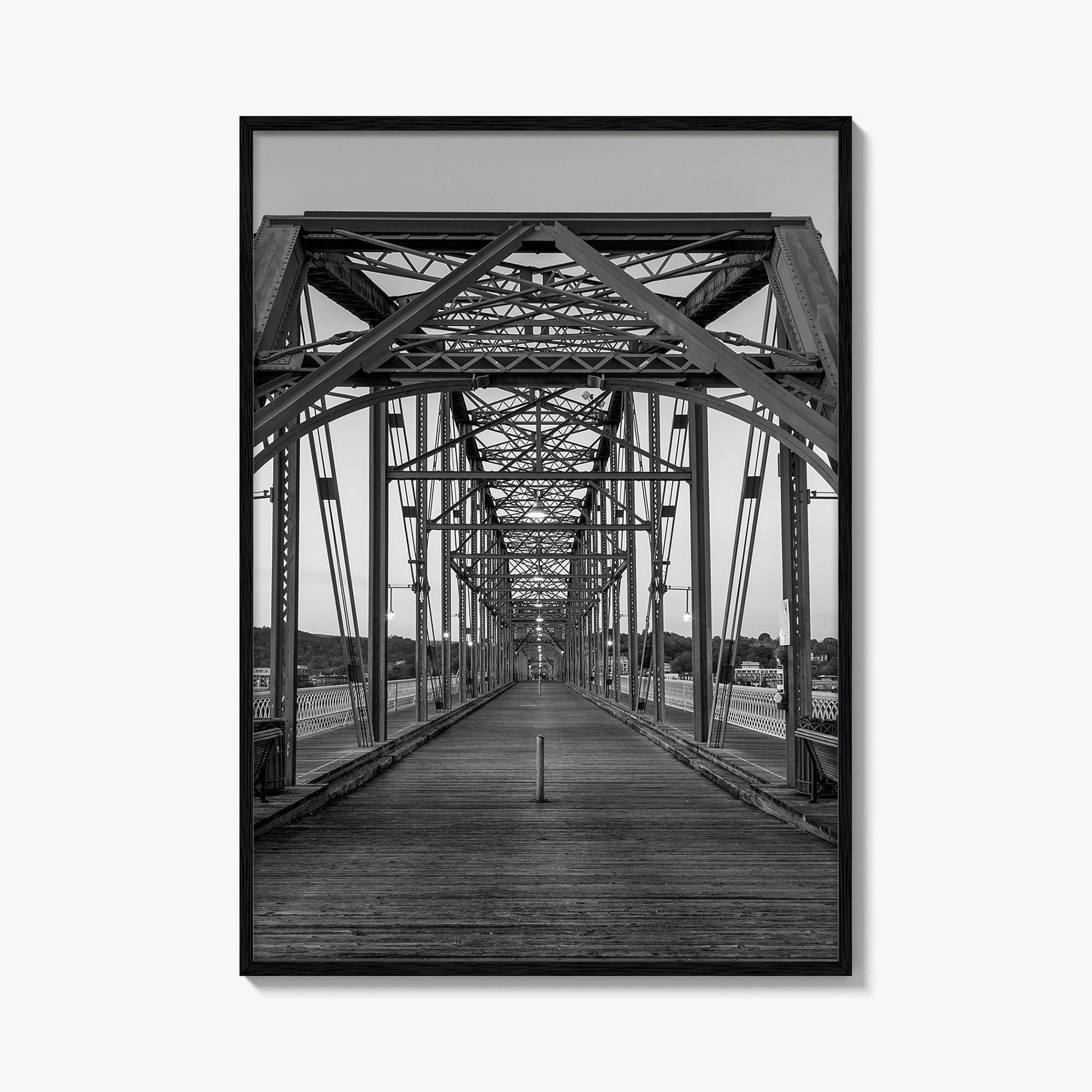 Chattanooga Black and White Fine Art Photo Print, Walnut Street Bridge, Tennessee USA Poster