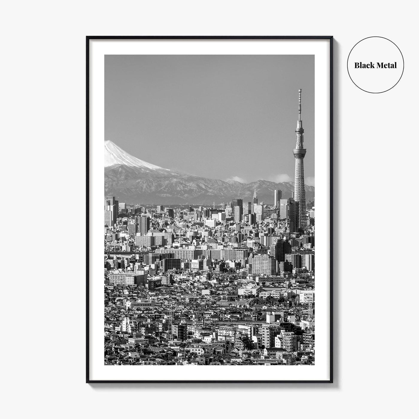 Tokyo Skyline Black and White Fine Art Photo Print, Mt Fuji Skytree Japan Poster