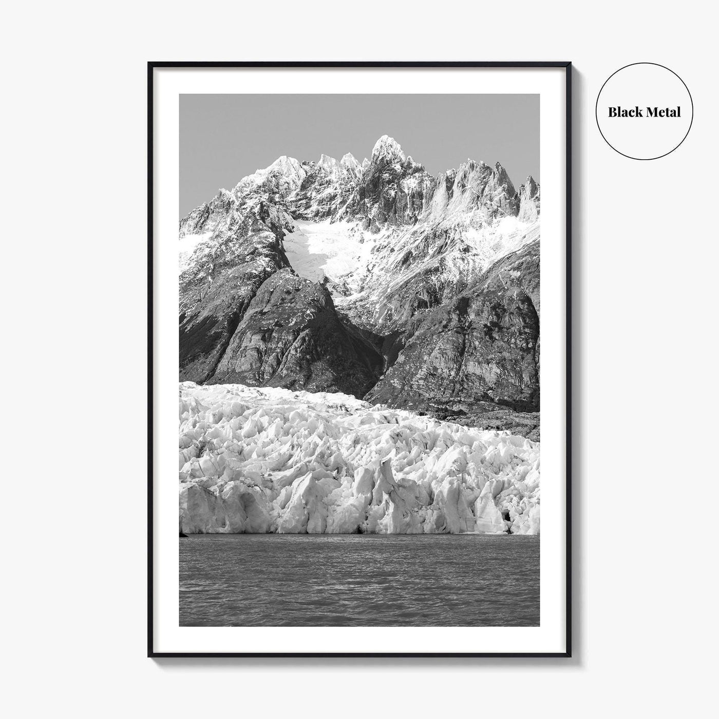 Torres del Paine Black and White Fine Art Photo Print, Grey Glacier, Patagonia Chile