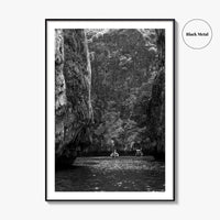 Phi Phi Islands Black and White Fine Art Photo Print, Krabi Longtail Boat Poster
