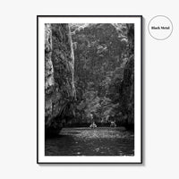 Phi Phi Islands Black and White Fine Art Photo Print, Krabi Longtail Boat Poster