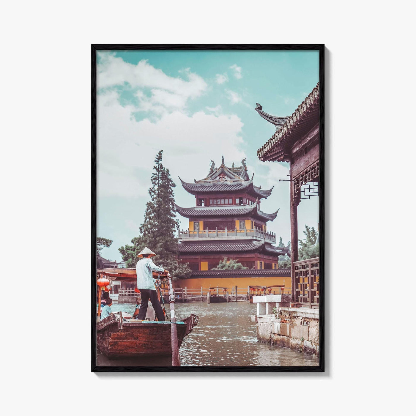 Shanghai Fine Art Photo Print, Zhujiajiao Water Town, China, Boats, Historic Buildings, Wall Poster