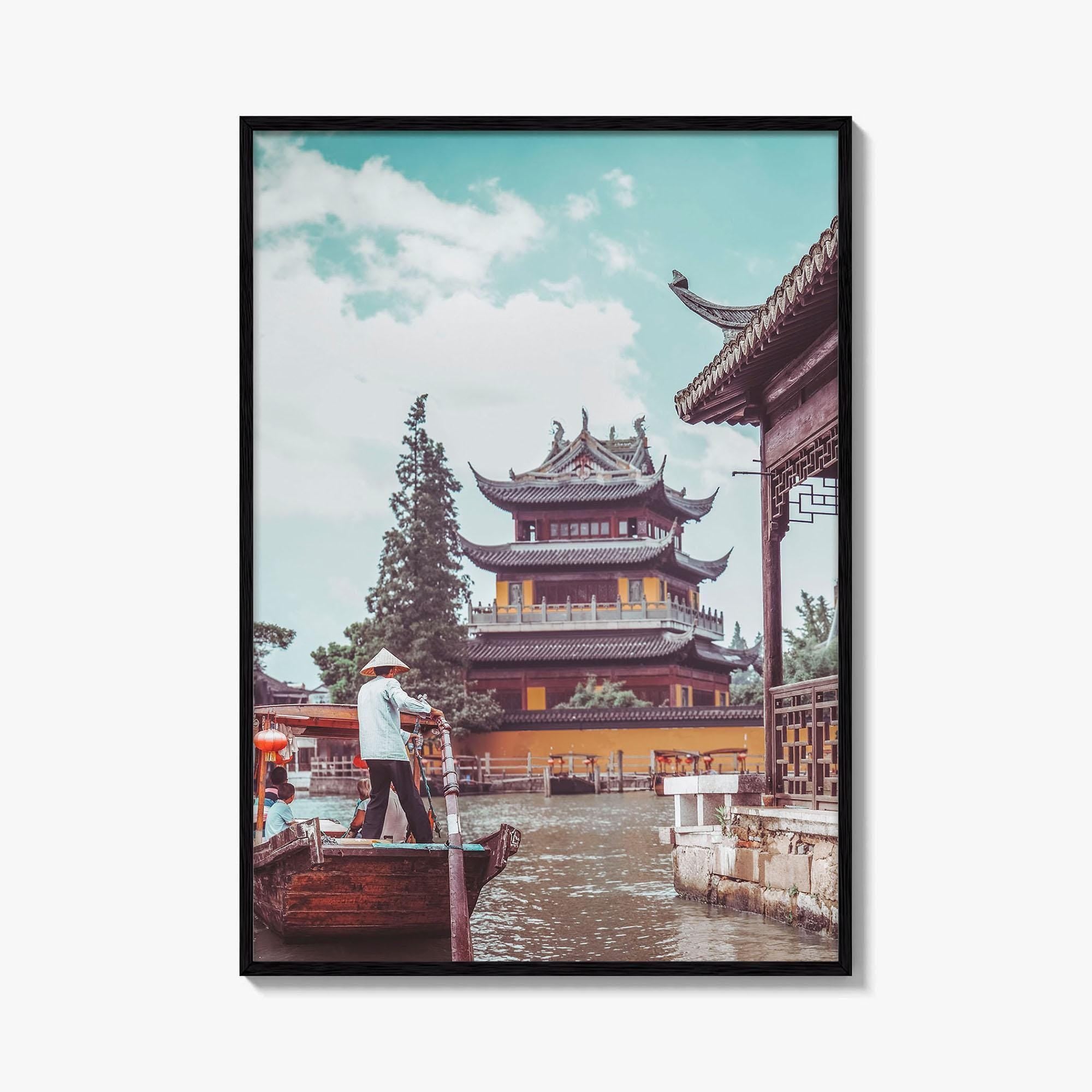 Shanghai Fine Art Photo Print, Zhujiajiao Water Town, China, Boats, Historic Buildings, Wall Poster