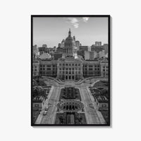 Austin Black and White Fine Art Photo Print, Texas State Capitol, TX, Poster
