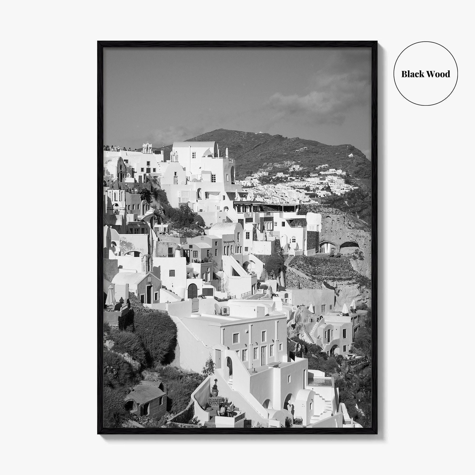 Santorini Fine Art Photo Print, Greece Wall Decor Poster, Greek Islands, Hillside Churches