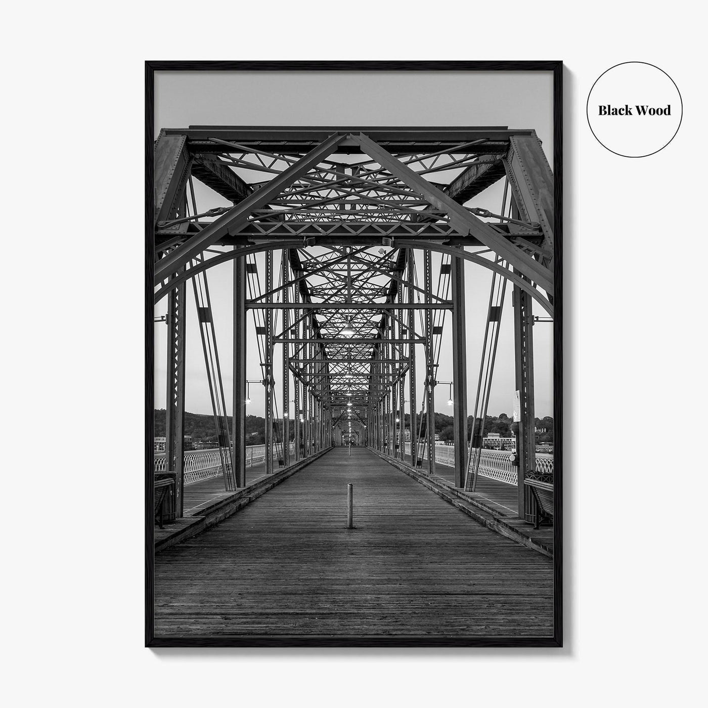 Chattanooga Black and White Fine Art Photo Print, Walnut Street Bridge, Tennessee USA Poster
