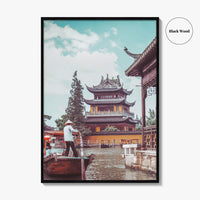 Shanghai Fine Art Photo Print, Zhujiajiao Water Town, China, Boats, Historic Buildings, Wall Poster